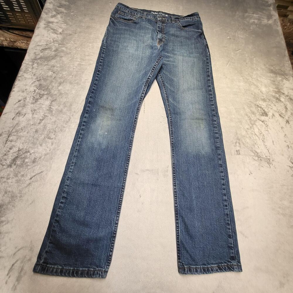 Nautica Jeans Mens 32x32 Blue Medium Wash Straight Regular Stretch Pockets
